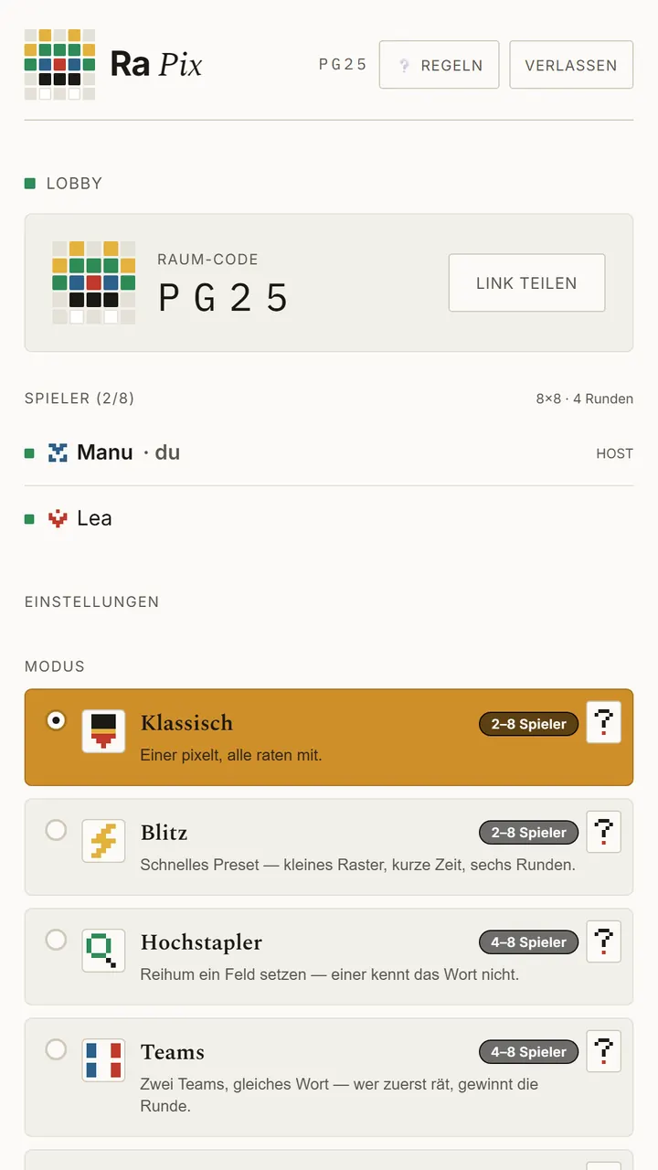 RaPix auf dem Smartphone