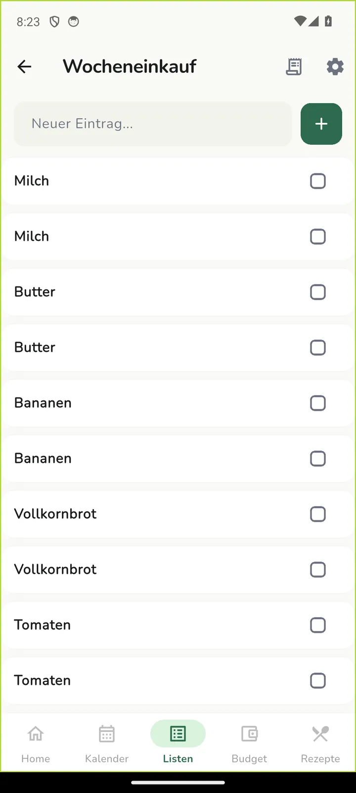 Einkaufsliste
